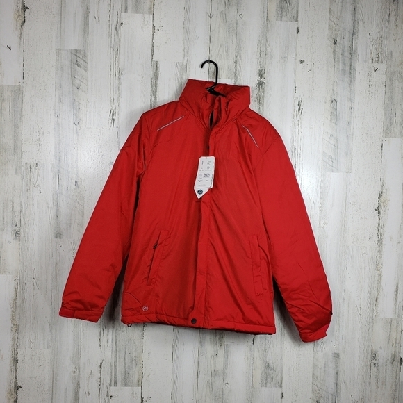 New womans stormtech red winter jacket with hide away hood medium - Picture 1 of 14
